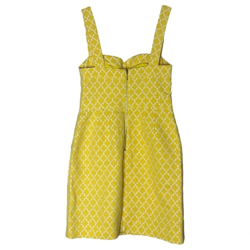 Kate Spade New York Hilary Yellow White Quatrefoil Sweetheart Dress Size 2